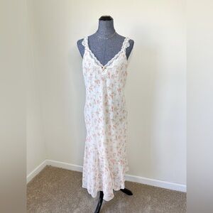 Vintage California Dynasty Cottagecore Floral Lace Nightgown Size Large